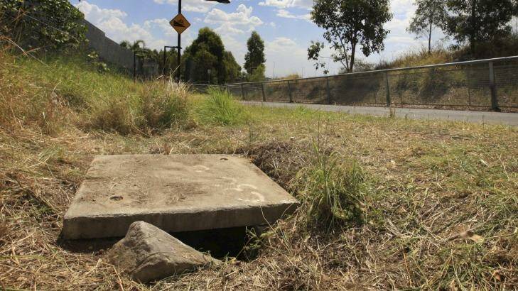 The drain where the baby was found at Quakers Hill. Photo: James Alcock