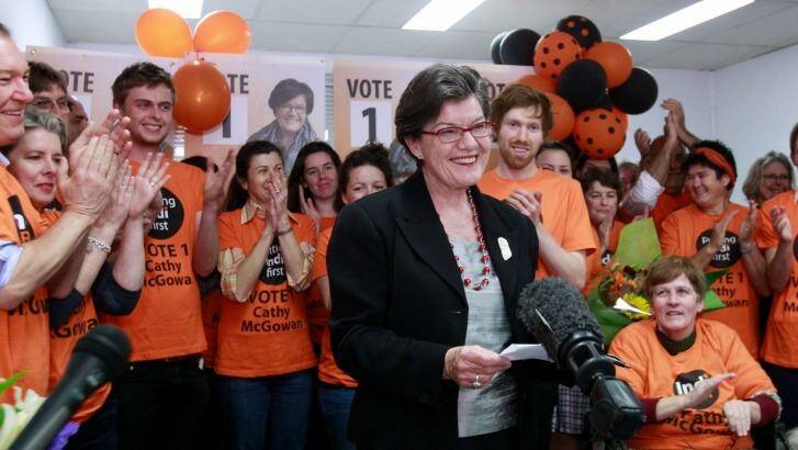 Independent MP Cathy McGowan says of Mrs Mirabella's return: "What is clear is that the electorate has a choice between the way forward with an independent candidate or the same old thing with a traditional party." Photo: Justin McManus