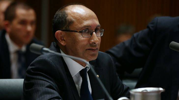 Peter Varghese, Secretary of the Department of Foreign Affairs and Trade, during an estimates hearing at Parliament House in Canberra in February 2014.
 Photo: Alex Ellinghausen