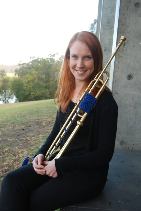 HOMECOMING: Emma Bolton with her baroque trumpet at Riversdale on Sunday.