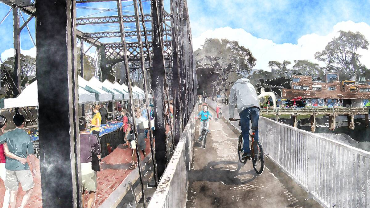IDEA: The artist’s impression from Architects Edmiston Jones of how the old Shoalhaven bridge may look being used to stage markets.