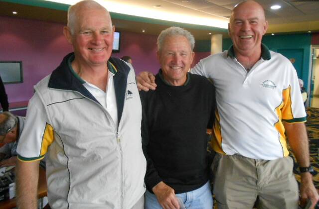 BIG WIN: Gary Sawyers took out round two of the Shoalhaven Patios Vets Foursomes championships on Wednesday, July 16 with second placegetters John Black and Jim Sach.