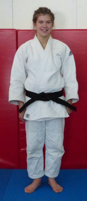 NEW STRIPES: Tinka Easton shows off her new black belt for judo. 