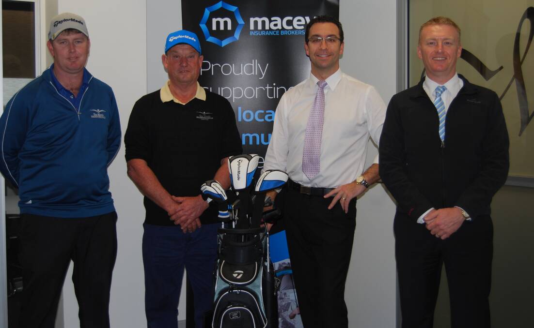 READY TO GO: Shoalhaven Heads Golf Club pro Greg Collins, club captain Garry Hoare, and Macey Insurance representatives Brendan Goddard and Paul Brown gear up for the second annual Shoalhaven Heads Open Golf Tournament. 