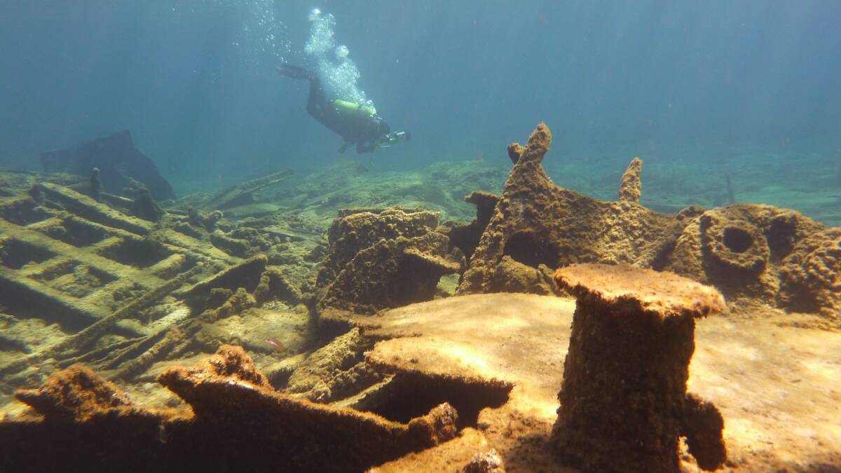Marine archaeologist Michael Bendon dives on the wreck of a troopship he discovered off the coast of Crete.