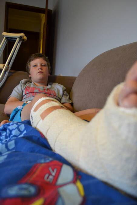 Ten-year-old Nowra Public School student Vincent Gates broke his ankle during school play rehearsals last Wednesday.