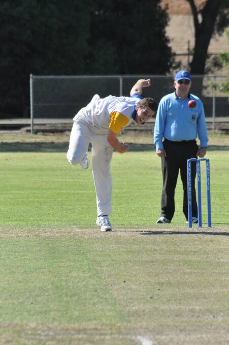 MAGNIFICENT SEVEN: Bomaderry captain Jordan Matthews sends one down on his way to taking 7/38 against Ulladulla at Bomaderry Oval. Photos: PATRICK FAHY  