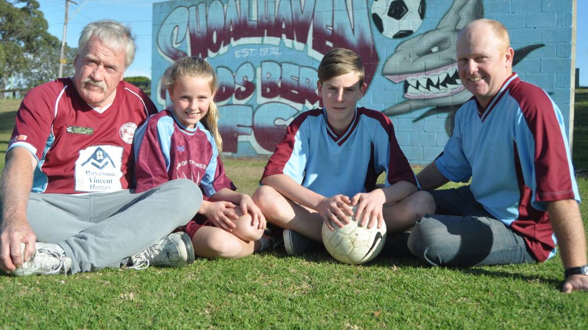 FAMILY GAMES: The Bonsall family Peter, Taya, Liam and Shane will be taking part in the upcoming Shoalhaven Heads Berry Football Club’s 40th anniversary. 
