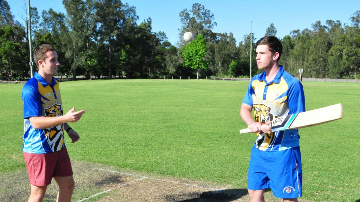 EYES ON THE PRIZE: Bomaderry first grade captain Jordan Matthews and English import Tom Walters get some practice in at Bomaderry Oval. Photo: PATRICK FAHY  