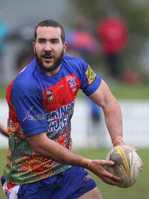 CLOSING THE GAP: Gerringong five-eighth Pat Cronin in the Lions indigenous themed jersey during their 50-10 win over Albion Park-Oak Flats on Sunday. Photo: DAVID HALL