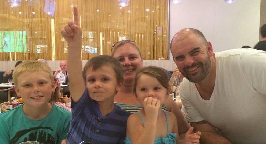 HEADING OUR WAY: Nathan Darvill (right) and his family, Nathan jnr, Cooper, Wendy and Rachel are heading to Nowra where he will take up the senior coaching role with the Albatross Demons in 2015.   
