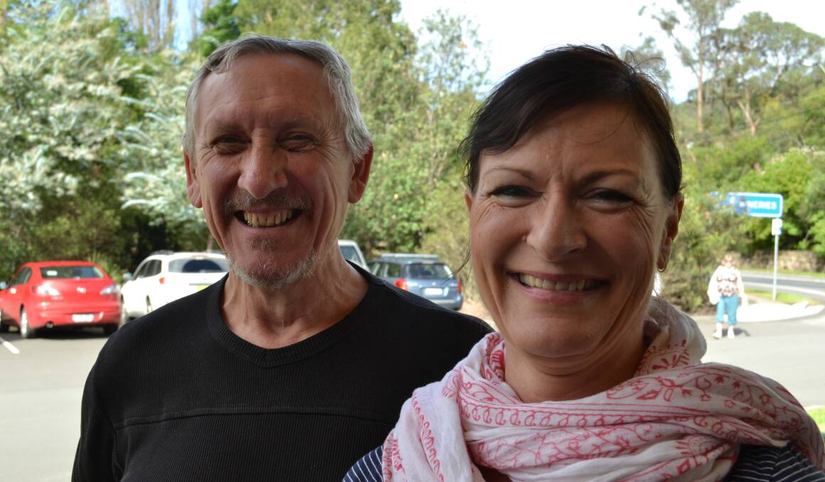 Berry residents Jim Jefferis and Jill Farrar enjoy the occasion of Kangaroo Valley’s Community Centre gaining solar power and celebrating its 10th anniversary.