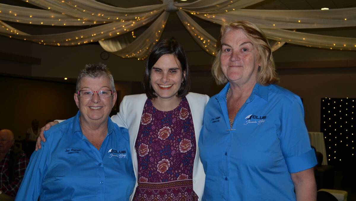 Director Sue Pearson, operations manager Rita Muscat and director Liz Folkard at Club Jervis Bay’s Members’ Party Night on Saturday.