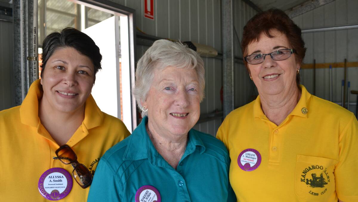 Lions volunteers Allyssa Smith, Marjorie Wilkie and Lorraine Mairinger at the Kangaroo Valley Community Centre on Sunday. 