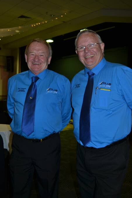 President and life member of Club Jervis Bay Rod Simpson and life member Bob Roach at the Club Jervis Bay’s  Members’ Party Night on Saturday.