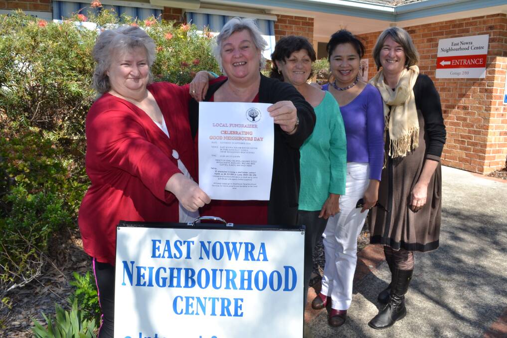 East Nowra Neighbourhood Centre Nowra Mega Markets chairperson Lyne French, secretary Denise Wood, member Maria Firkin, Jan Frikken from Illawarra Multicultural Services and Judith Reardon from Shoalhaven Neighbourhood Services get ready for the upcoming market day.