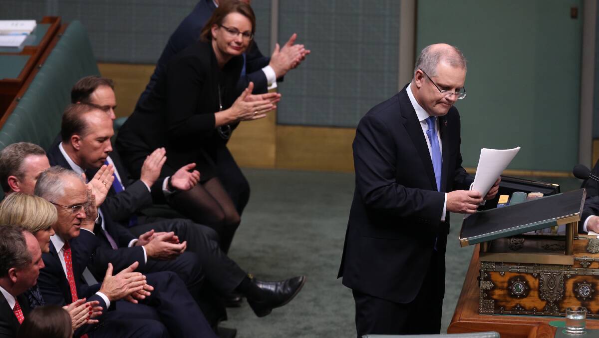 Treasurer Scott Morrison delivered the 2016 Budget, much to the appreciation of his front bench colleagues. Pic: ANdrew Meares.