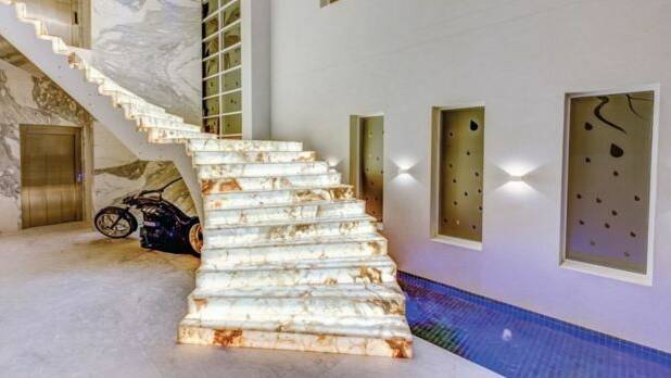 The exquisite staircase inside Mehajer's mansion on Frances Street. Photo: Supplied
