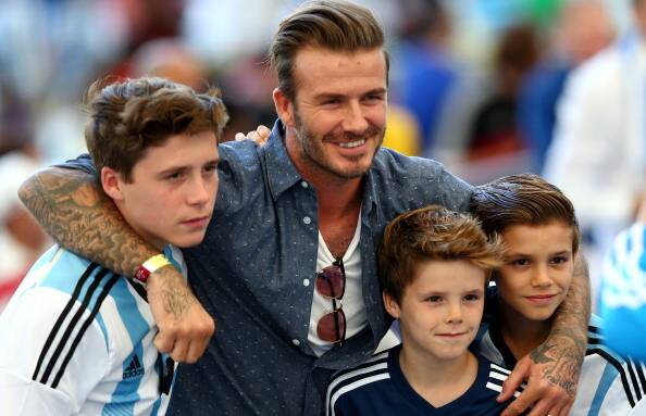 Proud Dad David Beckham is father to Brooklyn, Cruz and Romeo (pictured) and is also  father to daughter Harper.