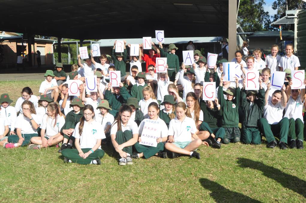 UNITED: The Illaroo Road Public School students get their message across.