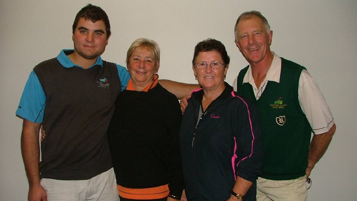 DEFENCE: The club’s mixed foursomes winners and runners-up in 2013 Shaun Flanagan, Marilyn London, Jenny Elliott and Ron Martyn, who will be defending their titles this year.