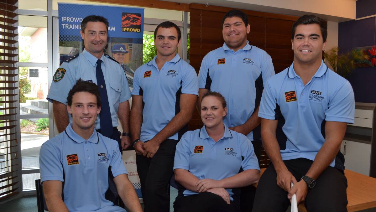 TAKE PRIDE: Senior Sergeant David Williamson welcomes Kirren Roughley from Ulladulla, Darren Wellington from Orient Point, (front) Michael Hampton from Vincentia, Alicia Libbis from St Georges Basin and Tom Matthews from Culburra Beach to this year’s Indigenous Police Recruitment Our Way Delivery (IPROWD) program.