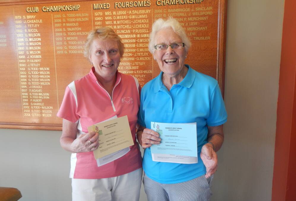 SMILING ASSASSINS: Sue Stephens and Judith Gatty, par winners for divisions one and two.