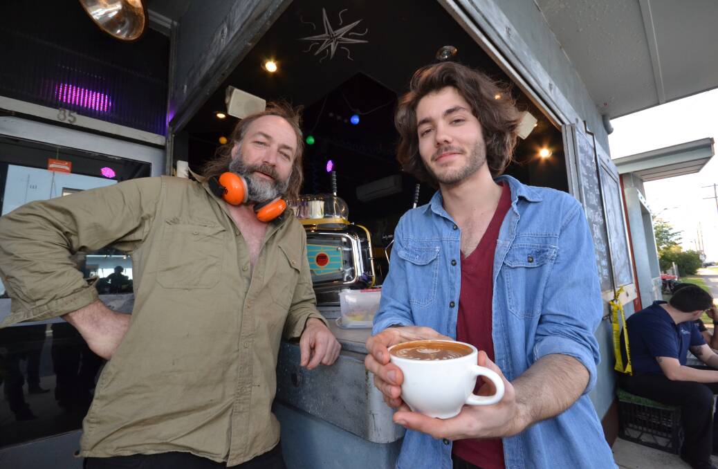 HYPED: Pip de Pulford and David Muratore on top of the world at Hyper Hyper Coffee which is currently ranked as Australia’s best coffee by people using the BeanHunter app.