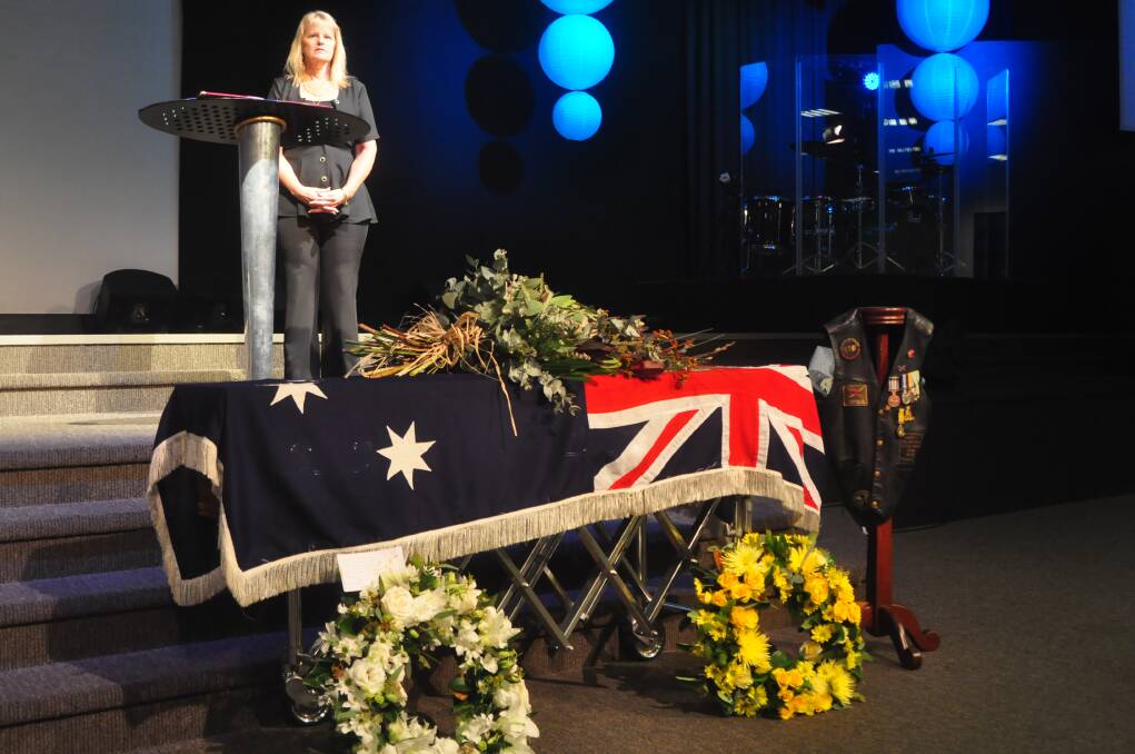 MOVING MOMENTS: Civil celebrant Janine Angell, also a friend of Ken Wilkinson’s, led a moving service honouring his life. 
