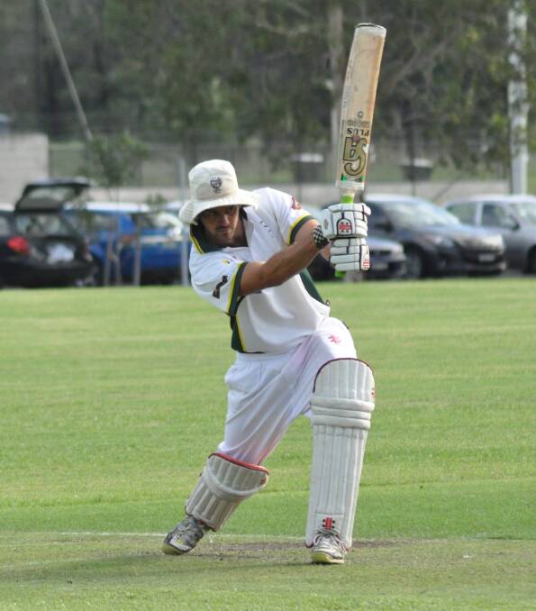 GOOD HIT OUT: Ex-Servos allrounder Trevor Thomason plays a nice drive on his way to a century against Norths last week.	 Photo: PATRICK FAHY 
