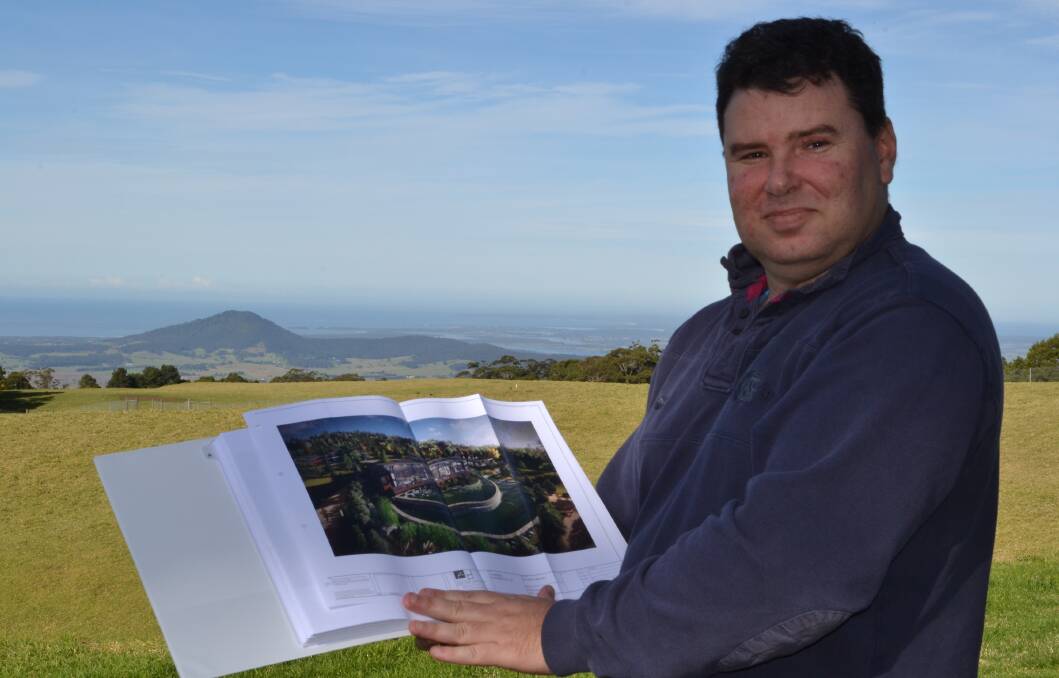 LOCATION: David Hamilton shows off the location for the proposed $13.6 million tourist resort and function centre at historic Rockfield Park at Bellawongarah.