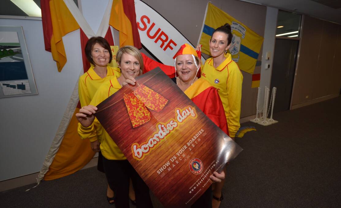 BRIGHT IDEA: Shoalhaven City Council staff members Charmaine Schembri, Corrine Button, Margie Brown and Amanda Walker encourage the city’s residents to support lifesavers by holding a Boardies Day in March.