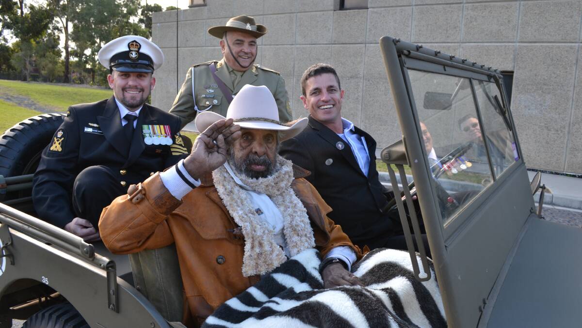 POB Mathew Goward, WO Colin Watego, (front) Korean War veteran Steve Dodd and ex-navy Glen Luland celebrate the beginning of the 10th NAIDOC week in the Shoalhaven at Shoalhaven City Council chambers on Monday.