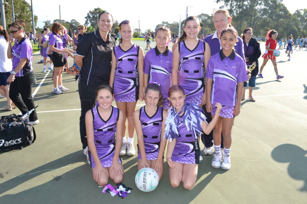 PLAY BALL: Nicole and Grace Smith, Emma Lyons, Trinity Smith-Wright, Kyla Kennedy and Cathy Silk, (front) Kira Trethewey, Fleur Healey and Georgia Carr from Albatross Netball Club have a great time at the Shoalhaven Netball Courts in South Nowra at the March Pass for the beginning of the netball season on Saturday.