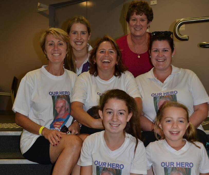 OUR HERO: (back) Stephanie Blair from Basin View and Kate Roach from America (middle) Cindy Murray from Cambewarra, Sharon Masin from Bomaderry and Rebecca Smith from Nowra (front) Sophie Martin Bomaderry and Nikki Murray from Cambewarra have their heart in the Relay For Life cause at the Shoalhaven Entertainment Centre on Saturday.