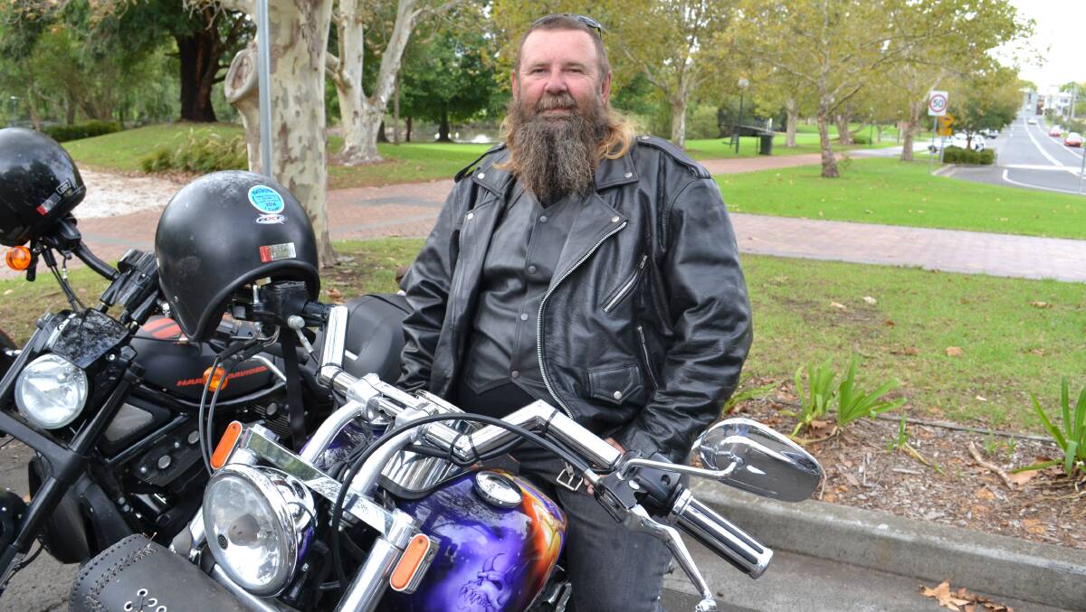 BLACK LEATHER RIDER for the Black Dog Ride. Rodney Oxley from Tumut gets ready for the trip to Batemans Bay and back on Sunday, March 23. 