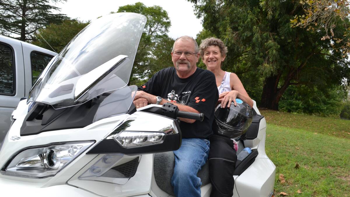 STREAMLINED CAN-AM SPYDER three-wheel bike will be ridden on the first Shoalhaven Black Dog Ride from Nowra to Batemans Bay by Derek and Kerry Allan from Bomaderry. 