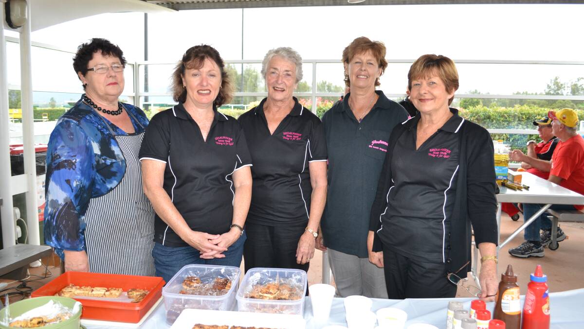 CHOW NOW: Serving up snacks and lunch at the variety bash fund raiser on Sunday, Robyn Betts from Mittagong, Kim Pearce from North Nowra, Mary Stuart from Worrigee, Judy French from Nowra and Marie-Jose Kennedy from Nowra.