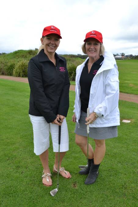 TEE FOR TWO: Officials, Jo Muller from Callala Bay and Di Wilbraham from Nowra at the Variety Bash on Sunday. 