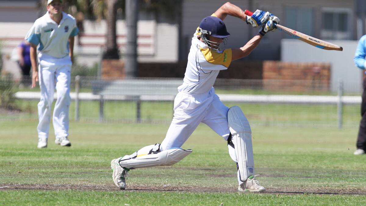 ILLAWARRA: Lake Illawarra's David Lambert drives during his innings in Saturday's semi-final against Oak Flats.