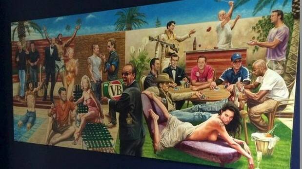 The painting of the backyard party in Warne's house. Source: Twitter