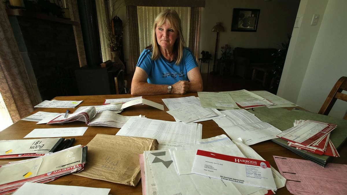 OAK FLATS: Carol Frank of Oak Flats has kept rental receipts dating back 10 years from Harrods Real Estate. Picture: KIRK GILMOUR 