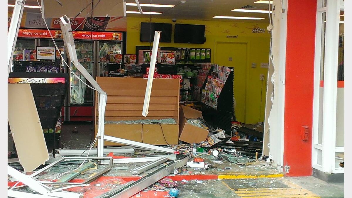 Police are investigating a ram-raid at the Shell Service Station at Wandandian which left a gaping hole in the building.
