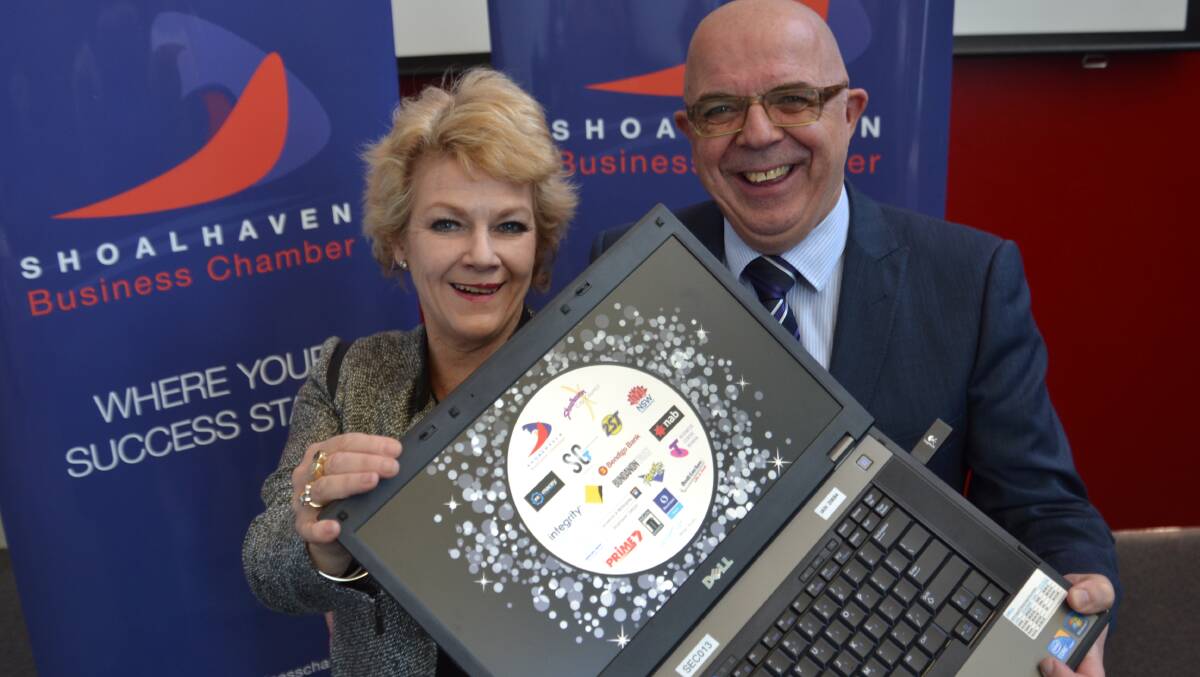 Shoalhaven Business Chamber general manager Jennifer Stewart and president Warren Seccombe revealed the new Shoalhaven Business Awards logo at the event launch on Friday.