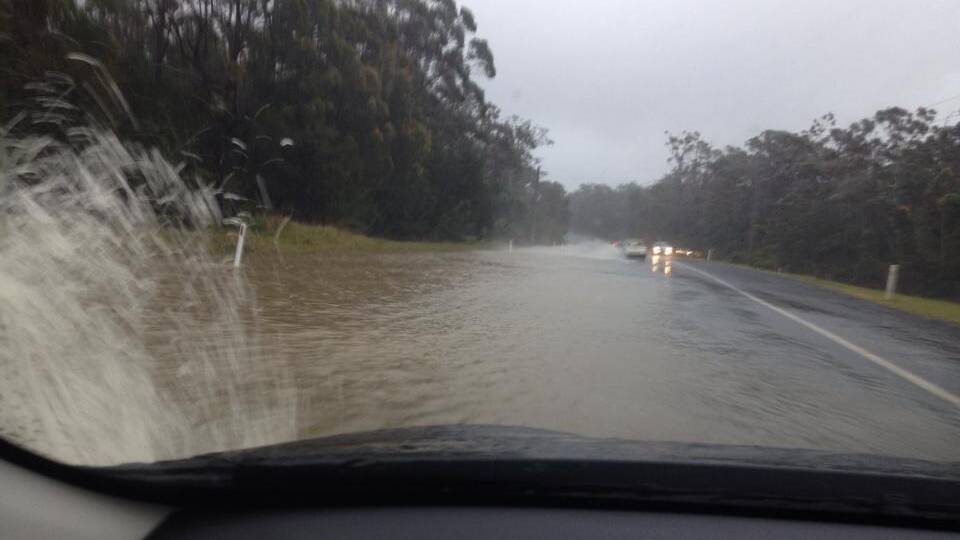 Photo by Kerrie Edwards shows Island Point Road near the Wool Road under water at 4.45pm Tuesday.