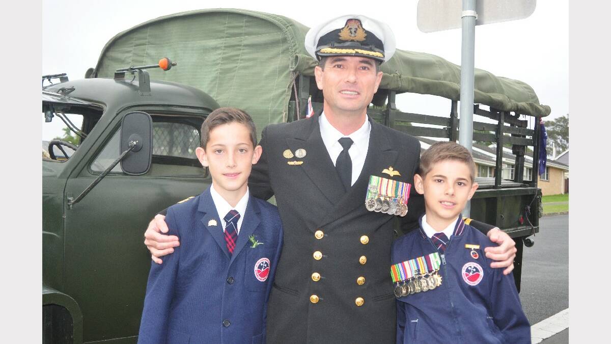 Commander Stan Buckham with his sons Jess and Max.