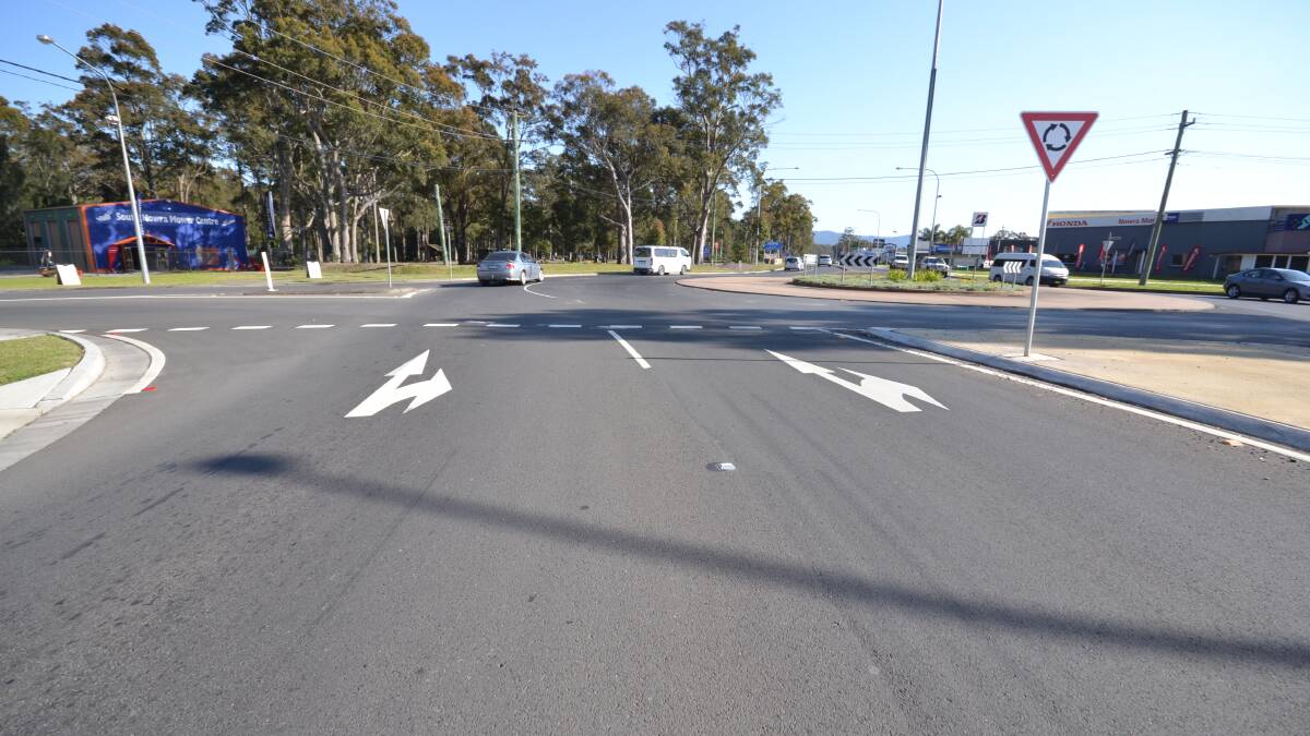 Directing two lanes of traffic around a single-lane roundabout is a mistake at South Nowra that will be fixed by Friday.