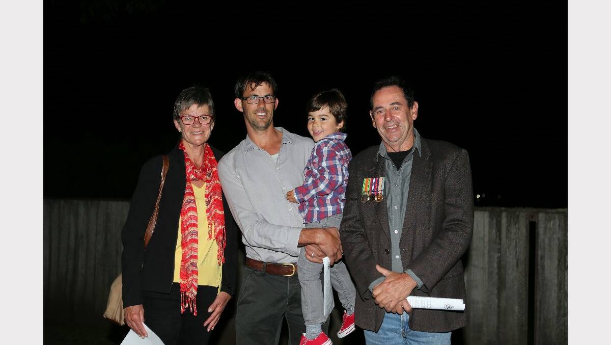 The emery family of Wogamia made the trip to Greenwell Point for the Anzac Day dawn service Maria, Mark holding Sebastian and Tony.