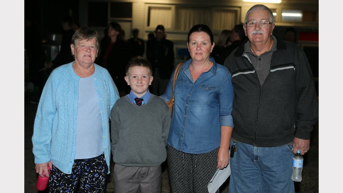 Margaret Forbes, Jack and Kylie Luke and Ron Forbes at the dawn service at Greenwell Point.