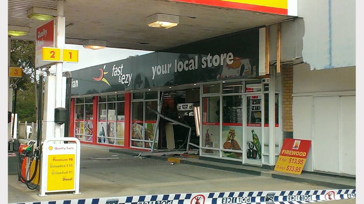 Police are investigating a ram-raid at the Shell Service Station at Wandandian which left a gaping hole in the building.